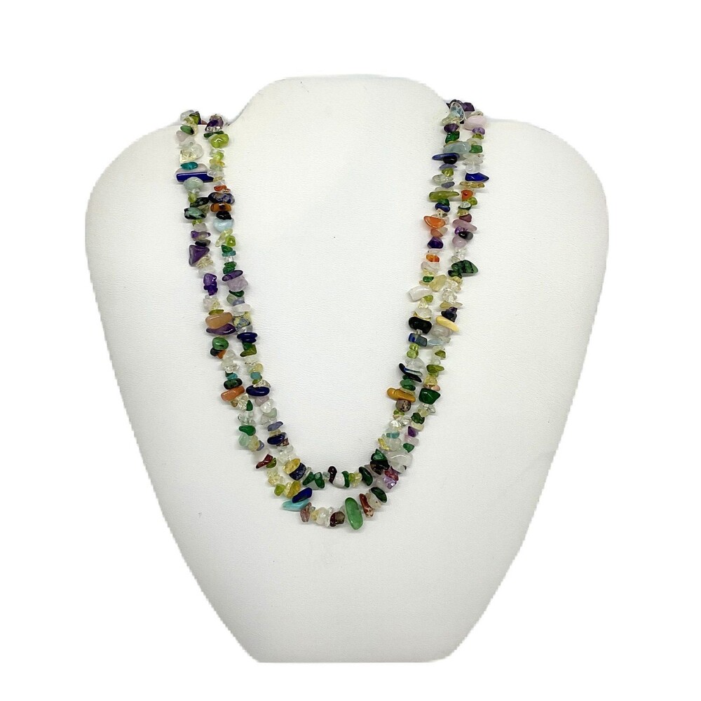 Multi Gemstone Necklace with 263 Ctw of Gemstone Chips ( L 36”)